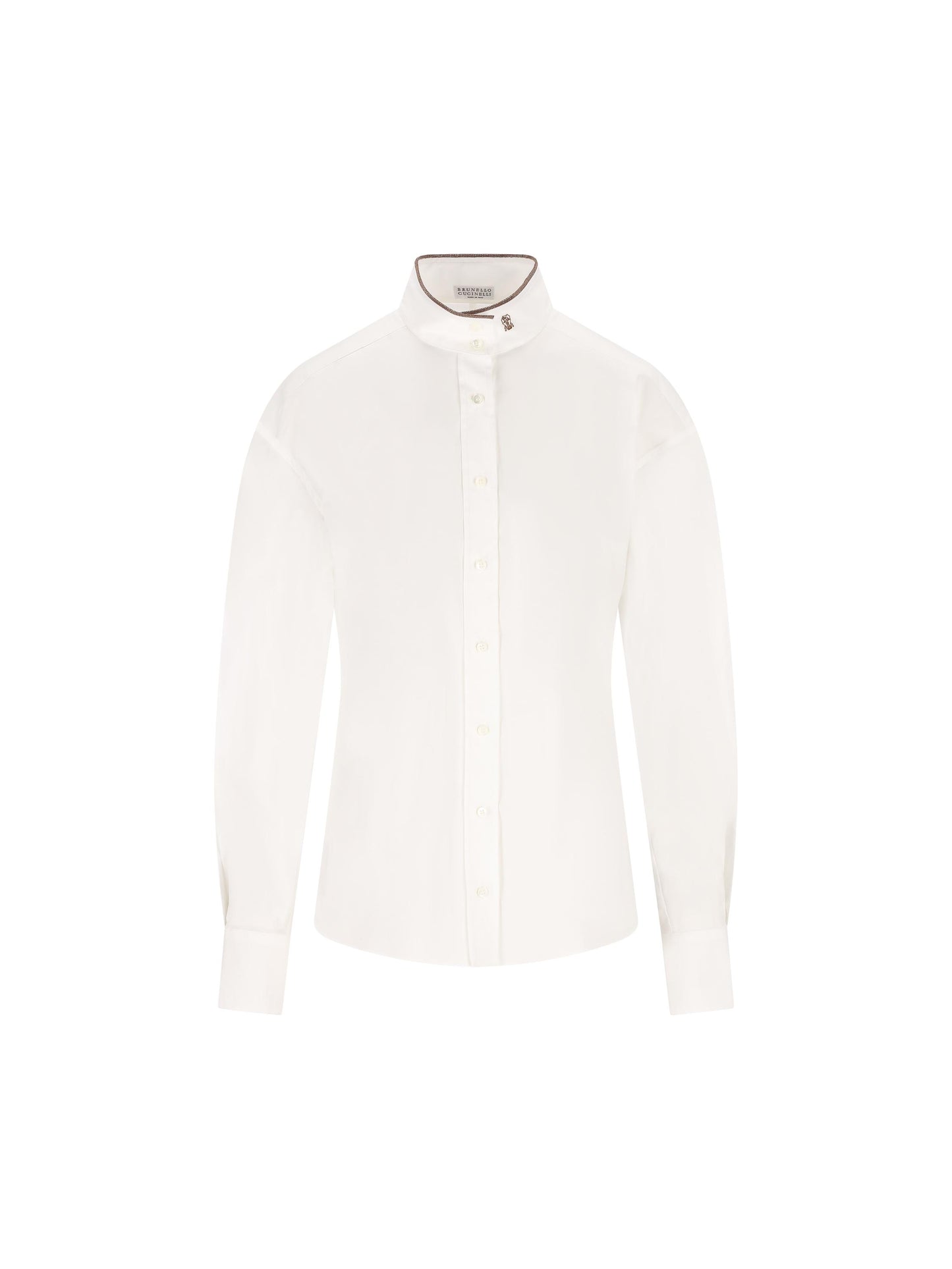 Camicia in Popeline di Cotone Stretch con Shiny Collar Detail M0091NL936 C159 BRUNELLO CUCINELLI 