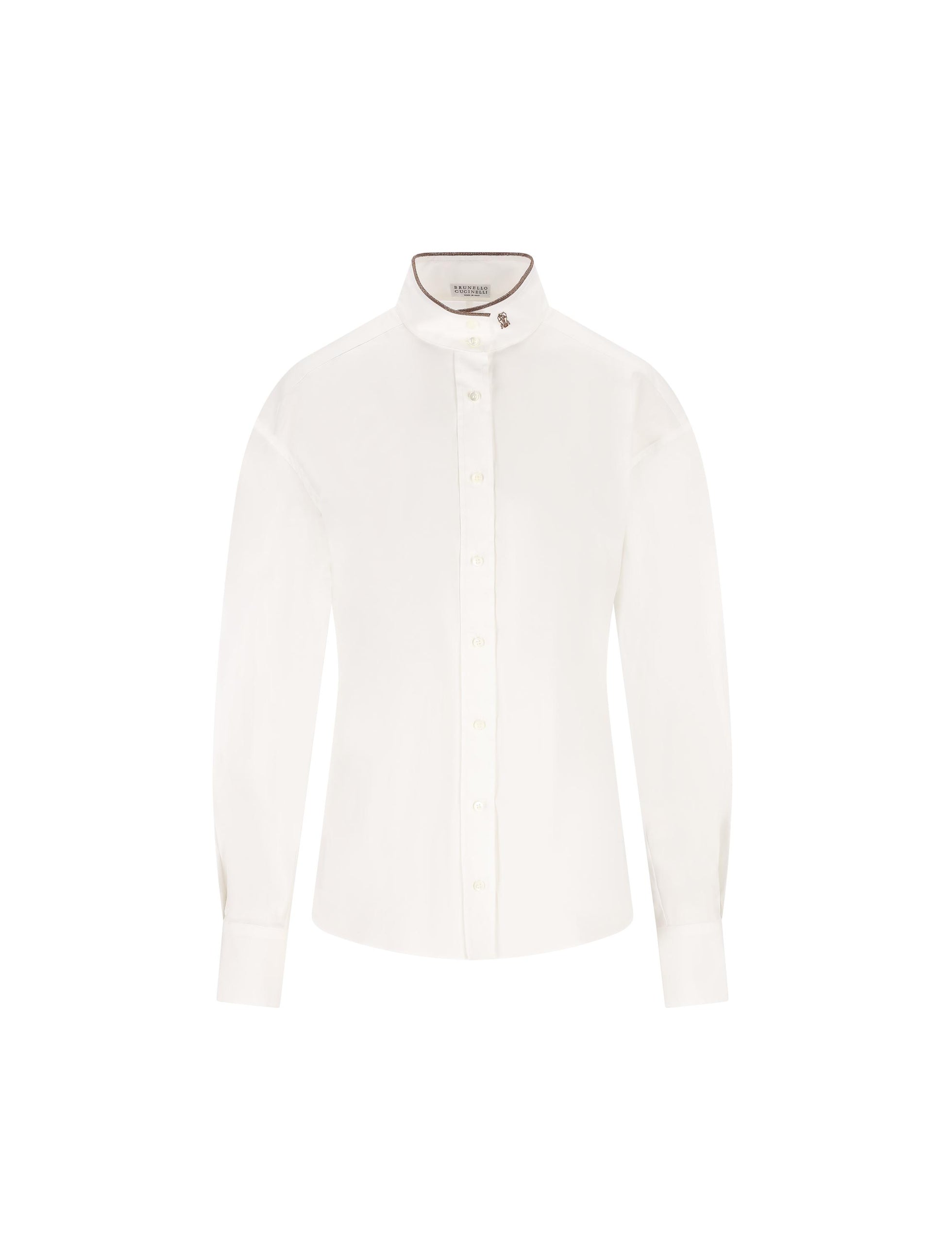 Camicia in Popeline di Cotone Stretch con Shiny Collar Detail M0091NL936 C159 BRUNELLO CUCINELLI 