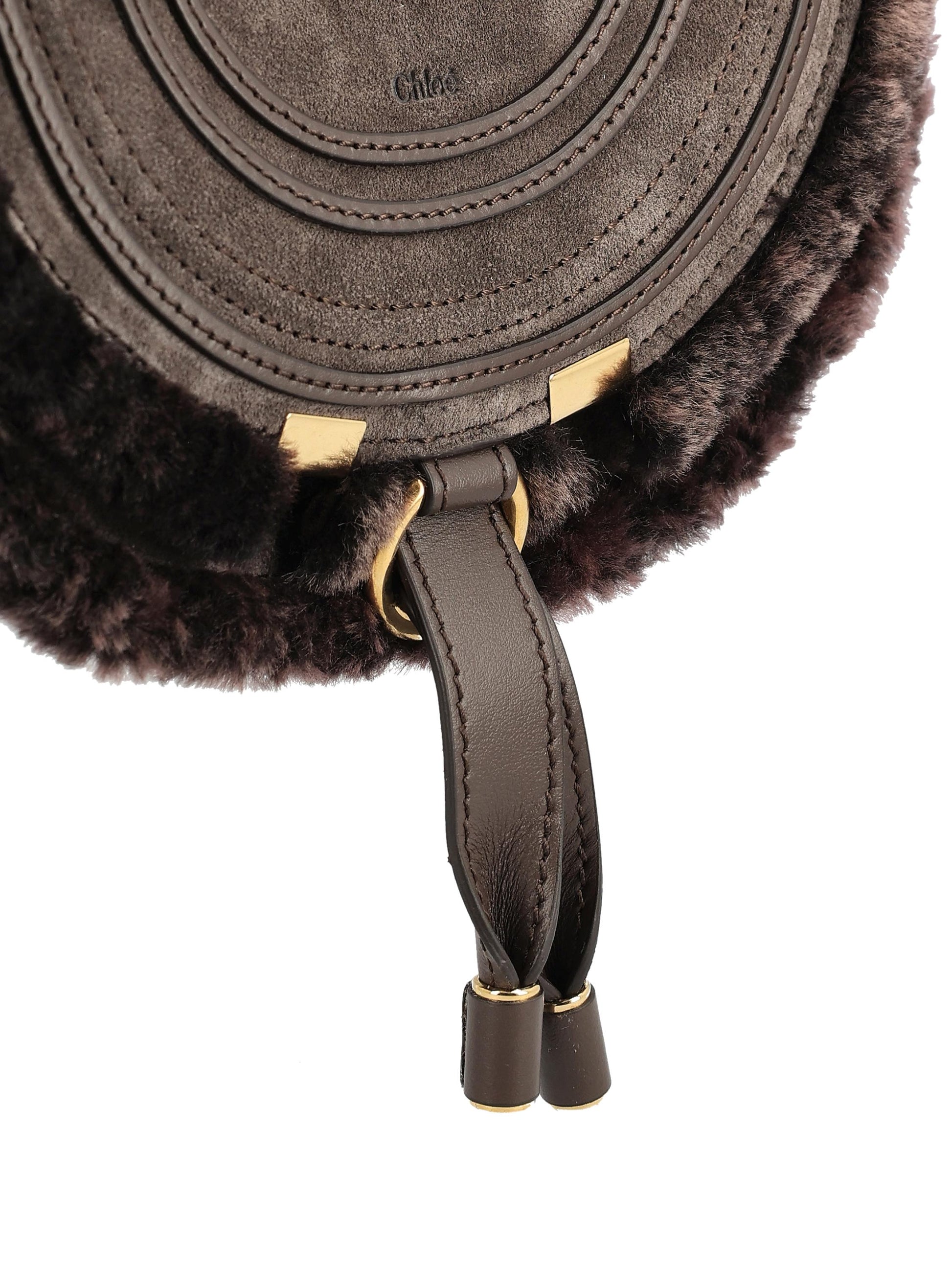 Borsa saddle piccola in pelle di vitello scamosciata e shearling. CH25WS680Q45 24X CHLOE' 