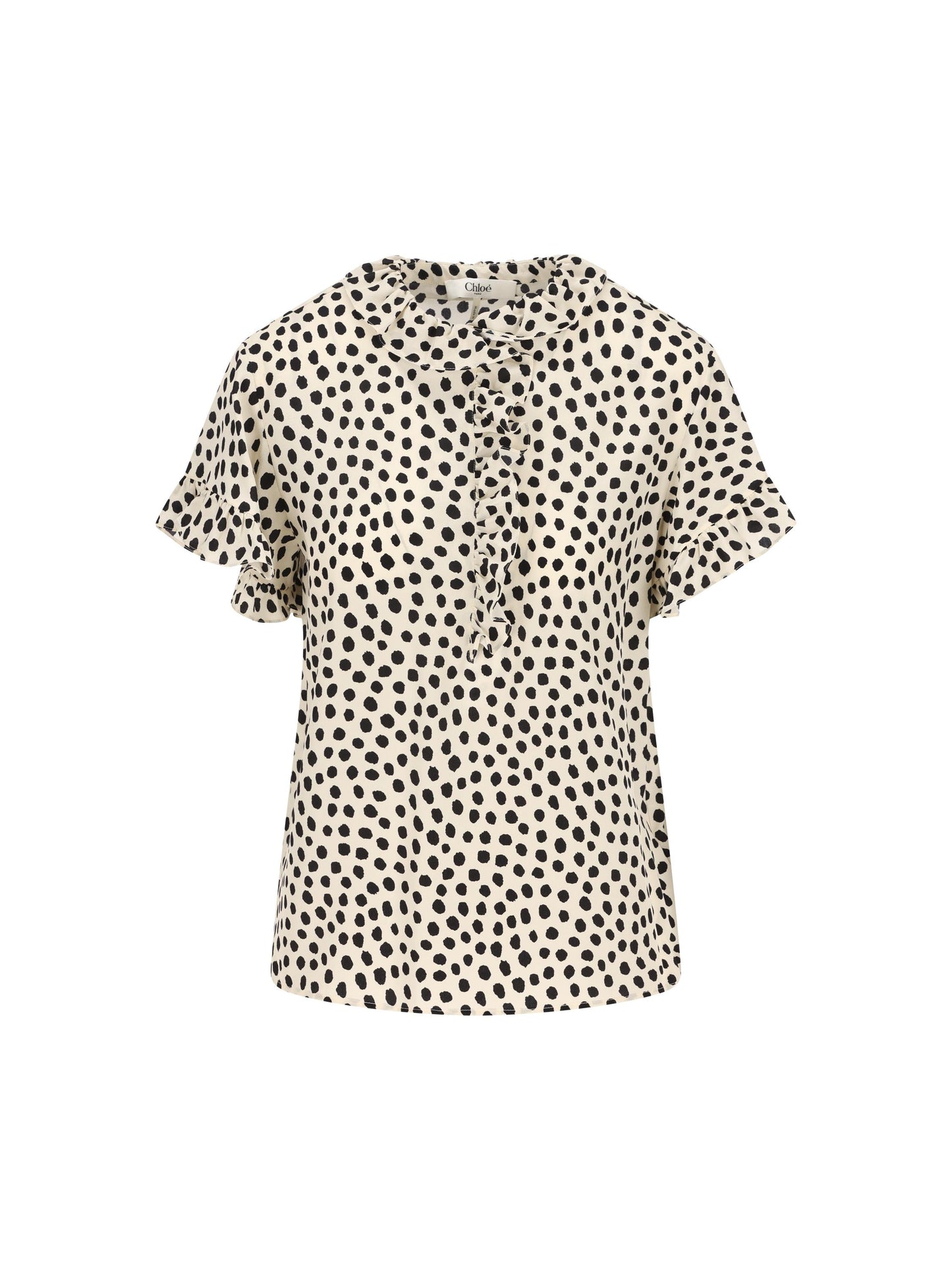 Top con volant a maniche corte in crêpe de chine. CH26SHT33306 94Q CHLOE' 