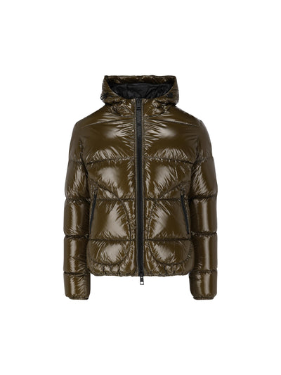 Piumino corto effetto lucido con cappuccio PI001133U 12220Z7740 HERNO 