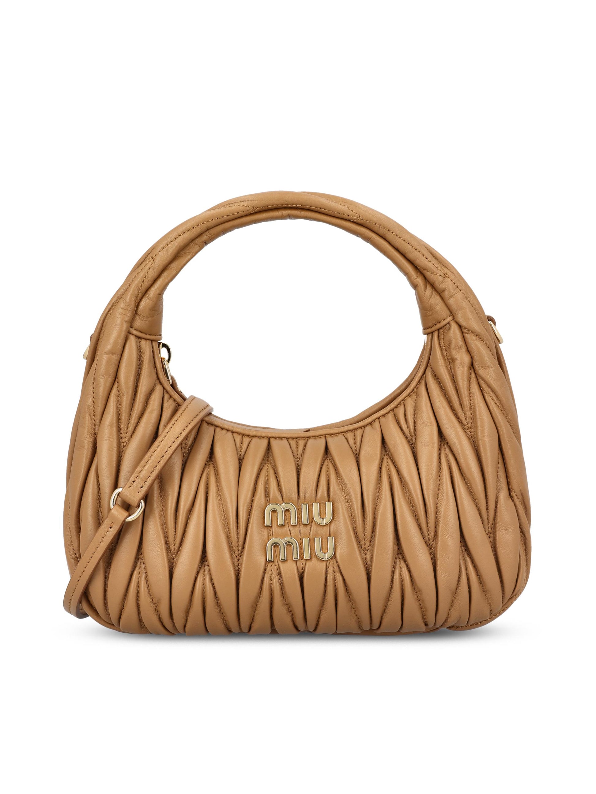 Borsa Hobo Wander in Nappa Matelassé Cipria 5BC125 AN88F098L MIU MIU 