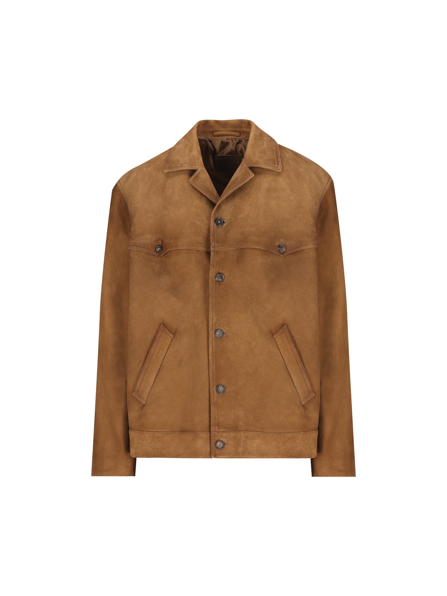 Giacca in pelle scamosciata tabacco UPW567 1V97F0005 PRADA 