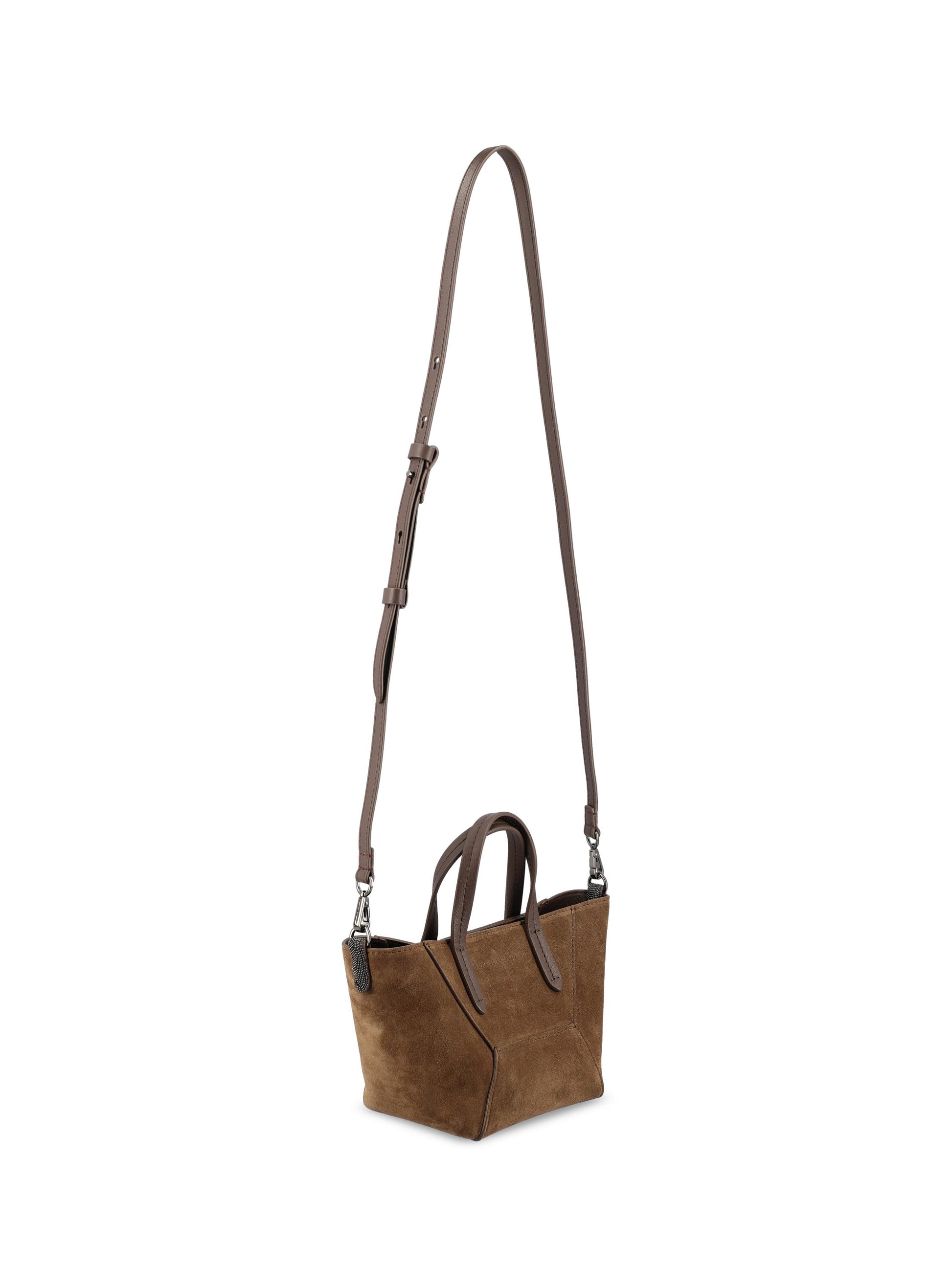 Borsa BC Duo mini in camoscio con monile. MBDLD2675 C8769 BRUNELLO CUCINELLI 