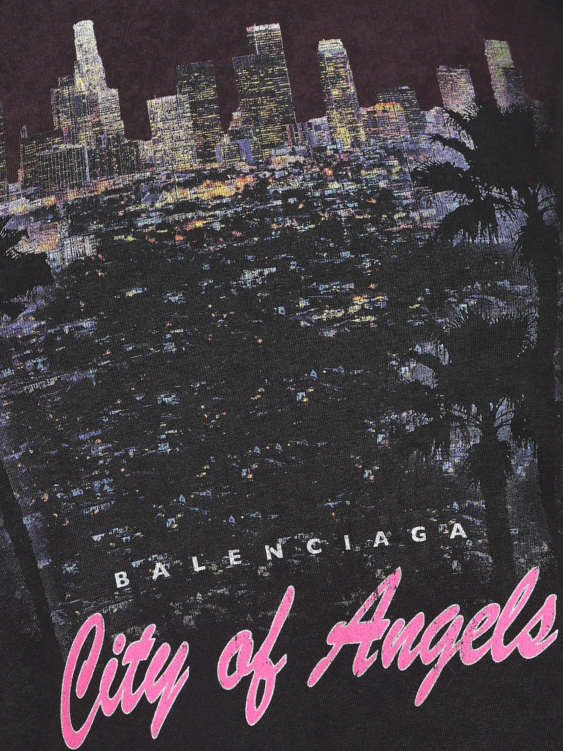 T-Shirt Shrunk City Of Angels in nero délavé 807341 TSVR51041 BALENCIAGA 
