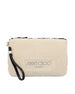 Borsa a Mano Zipped Flat Pouch in Shearling ZIPPED FLAT POUCH YGXNatural/black JIMMY CHOO 