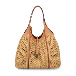 Borsa Shopping Timeless In Rafia E Pelle Media TOD'S